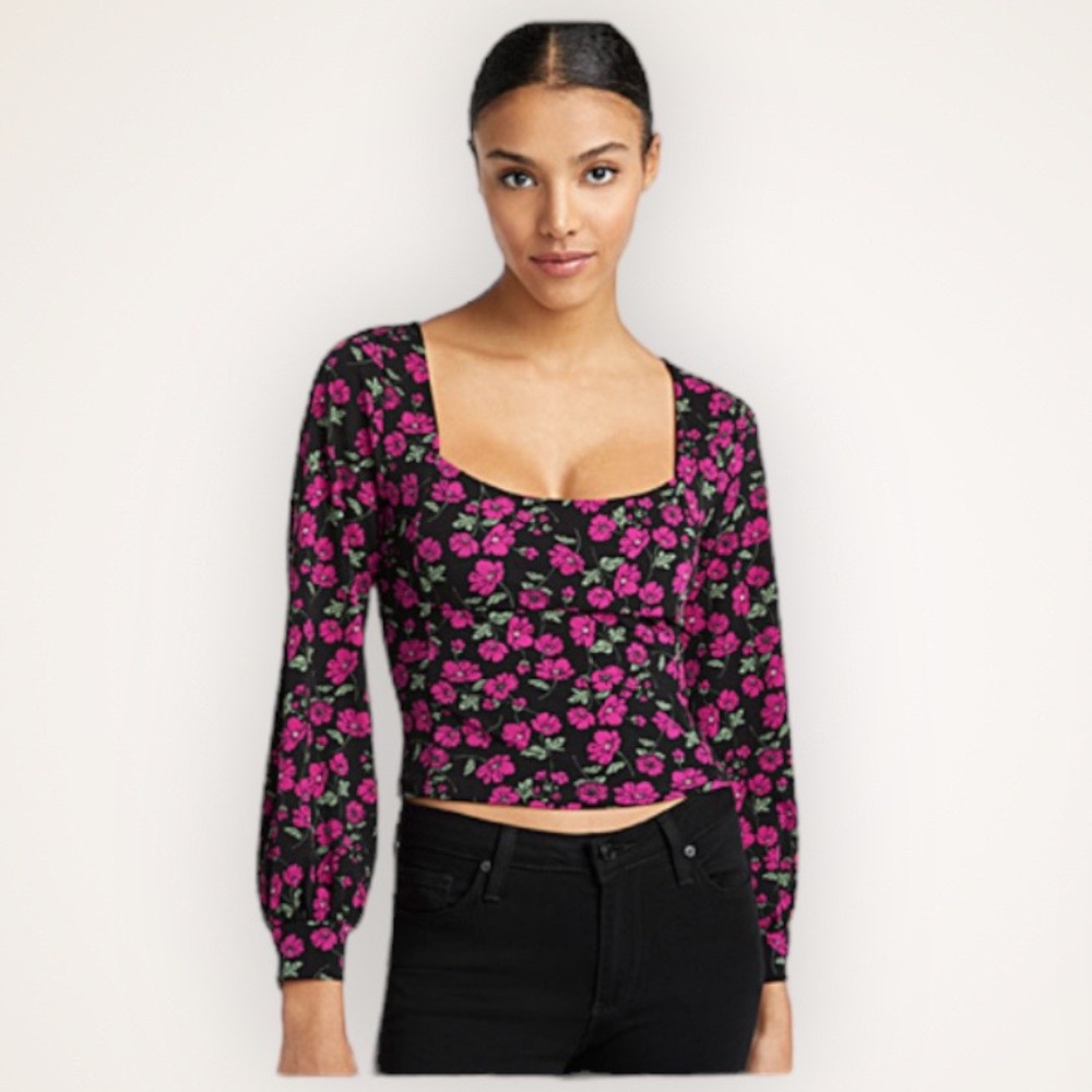 LUSH | Floral Square-Neck Blouse